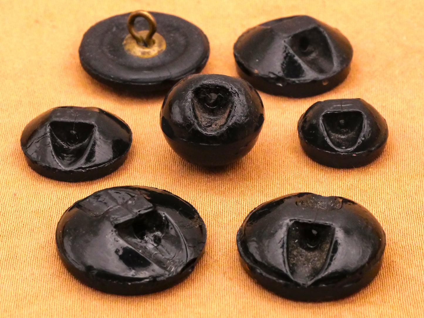 Winged Insect Antique Black Glass Button Various 12-18mm