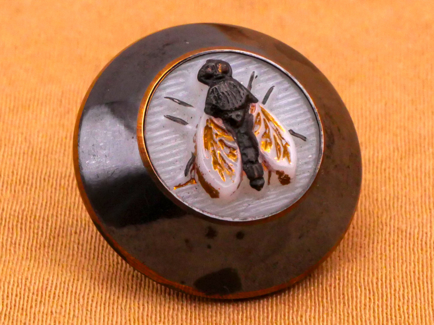 Fly Insect Hand-Painted Glass Metal Setting Button 18mm