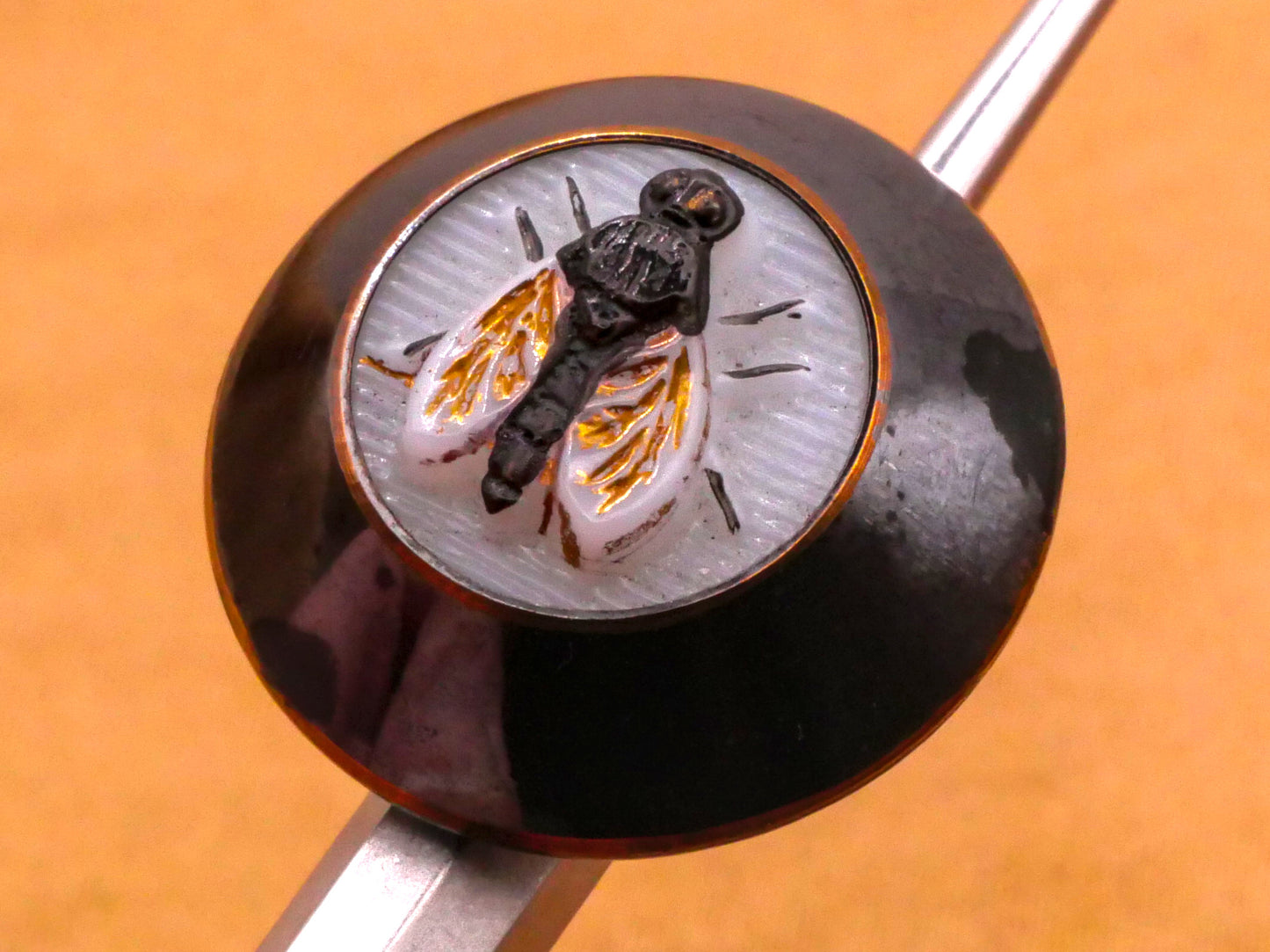 Fly Insect Hand-Painted Glass Metal Setting Button 18mm