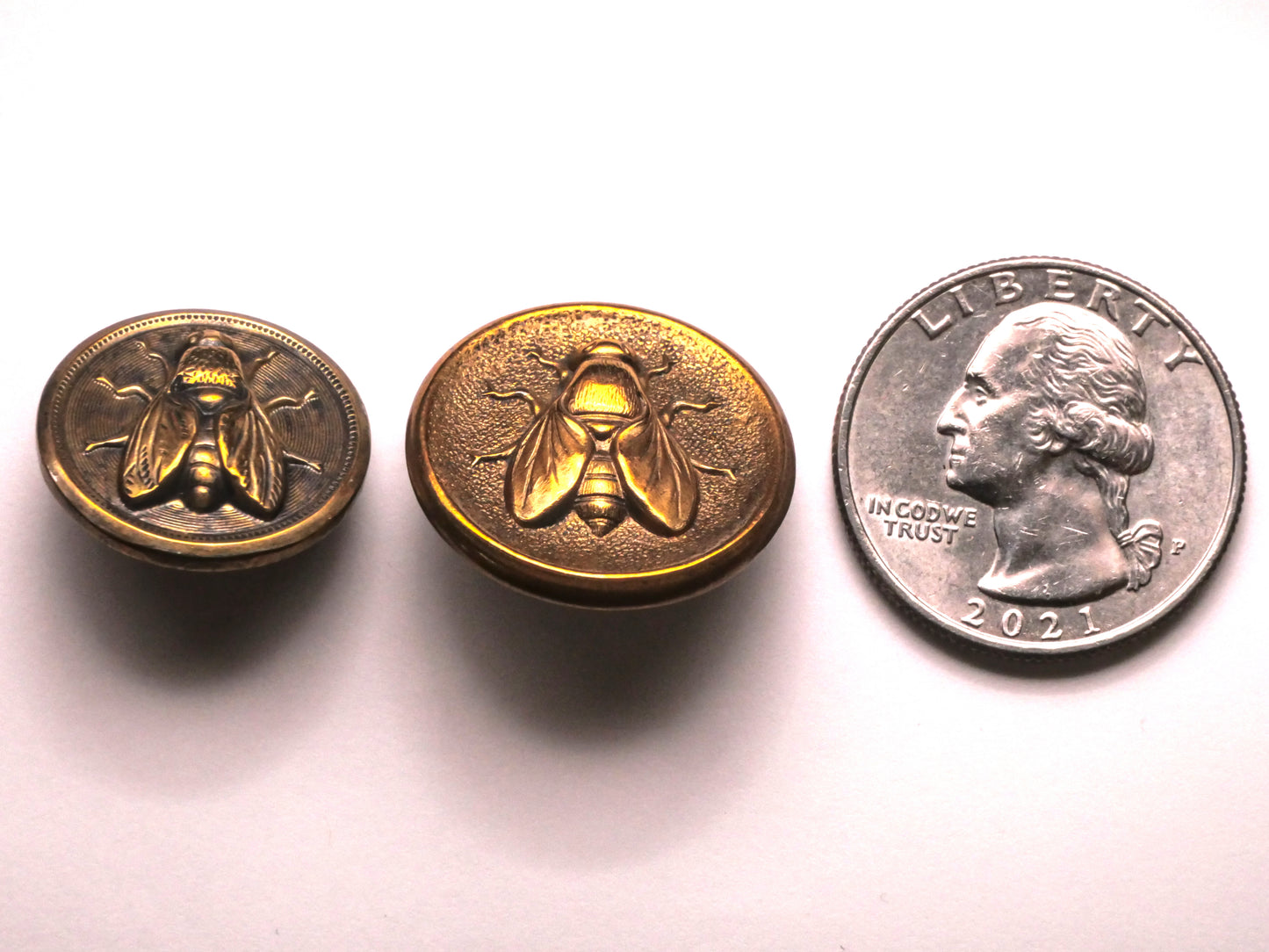 Honey Bee Insect Antique Brass Metal Button Various 19-23mm