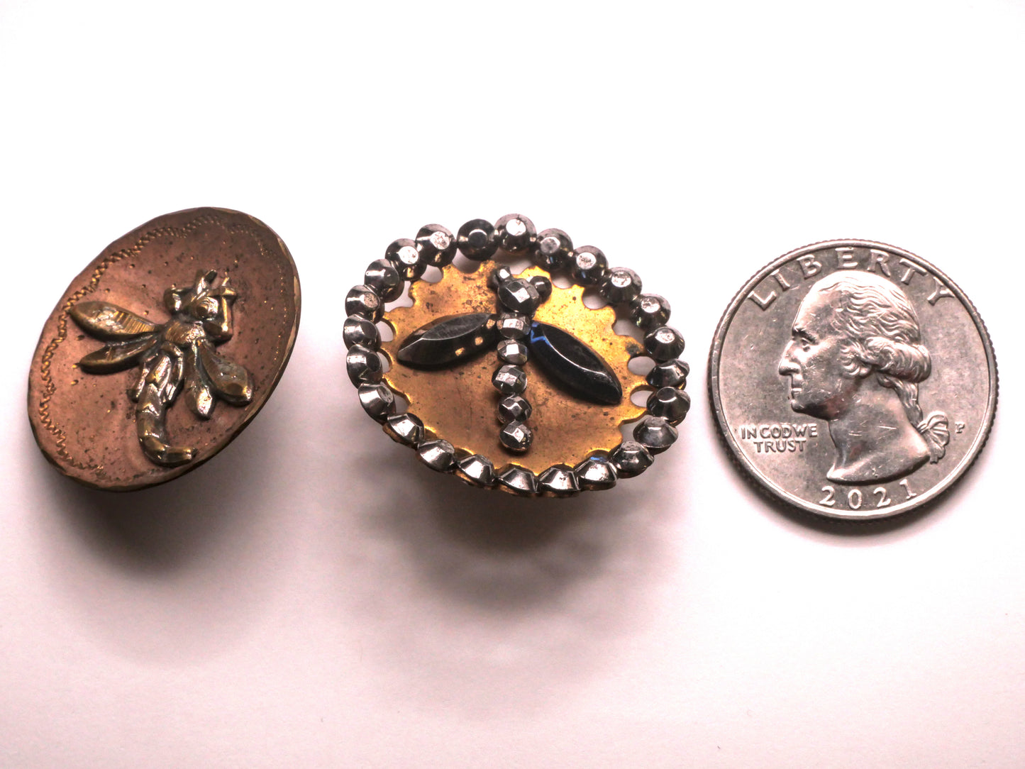 Dragonfly Insect Brass Cup Metal Victorian Button Various 26-28mm