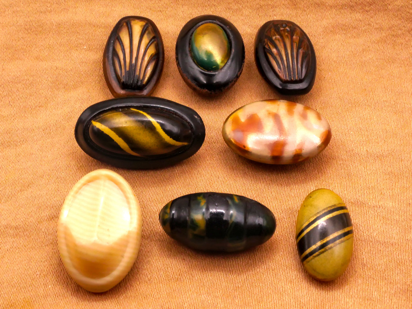 Oval Oblong Celluloid Early Plastic Button Various 9-23mm