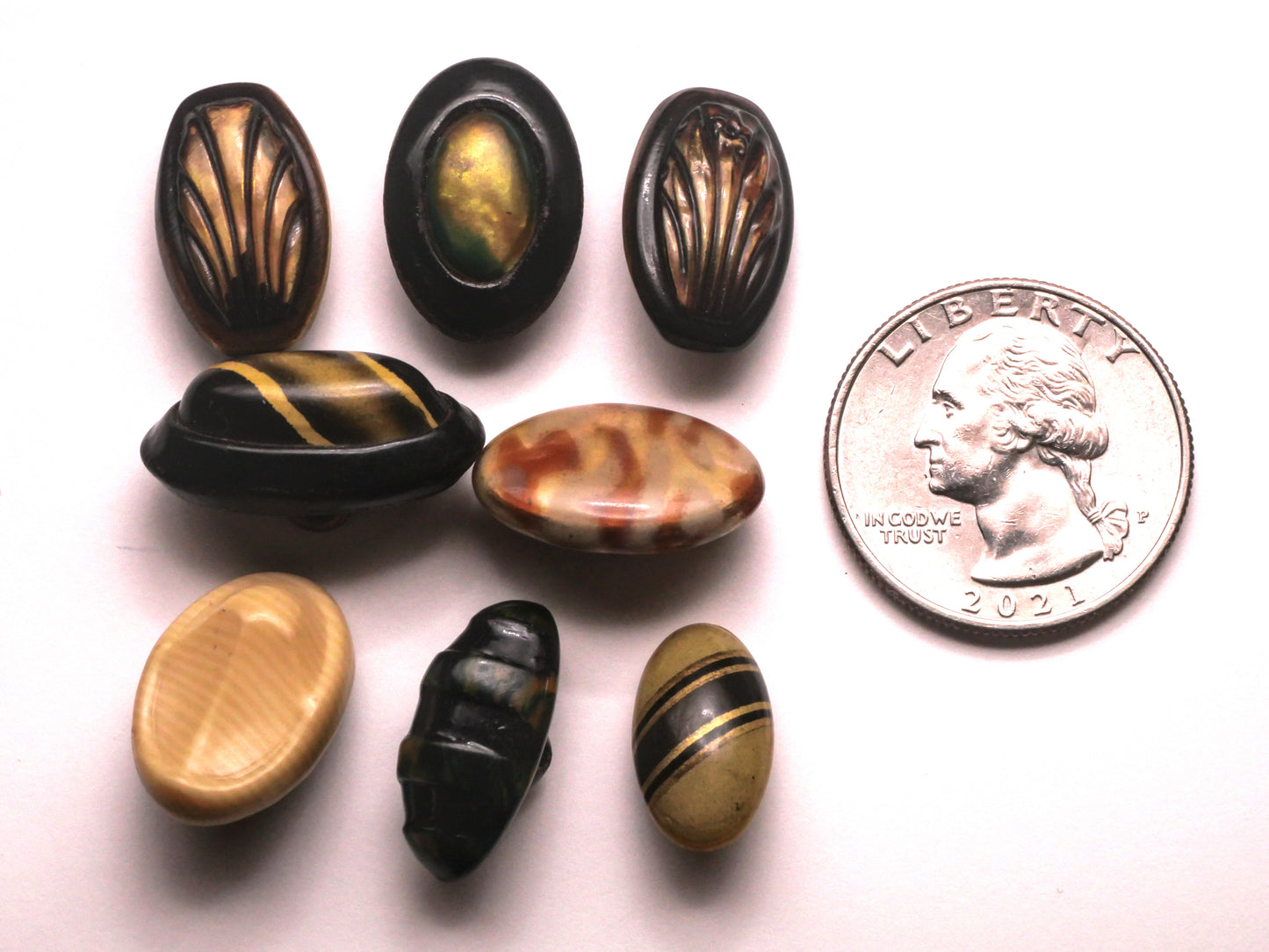 Oval Oblong Celluloid Early Plastic Button Various 9-23mm