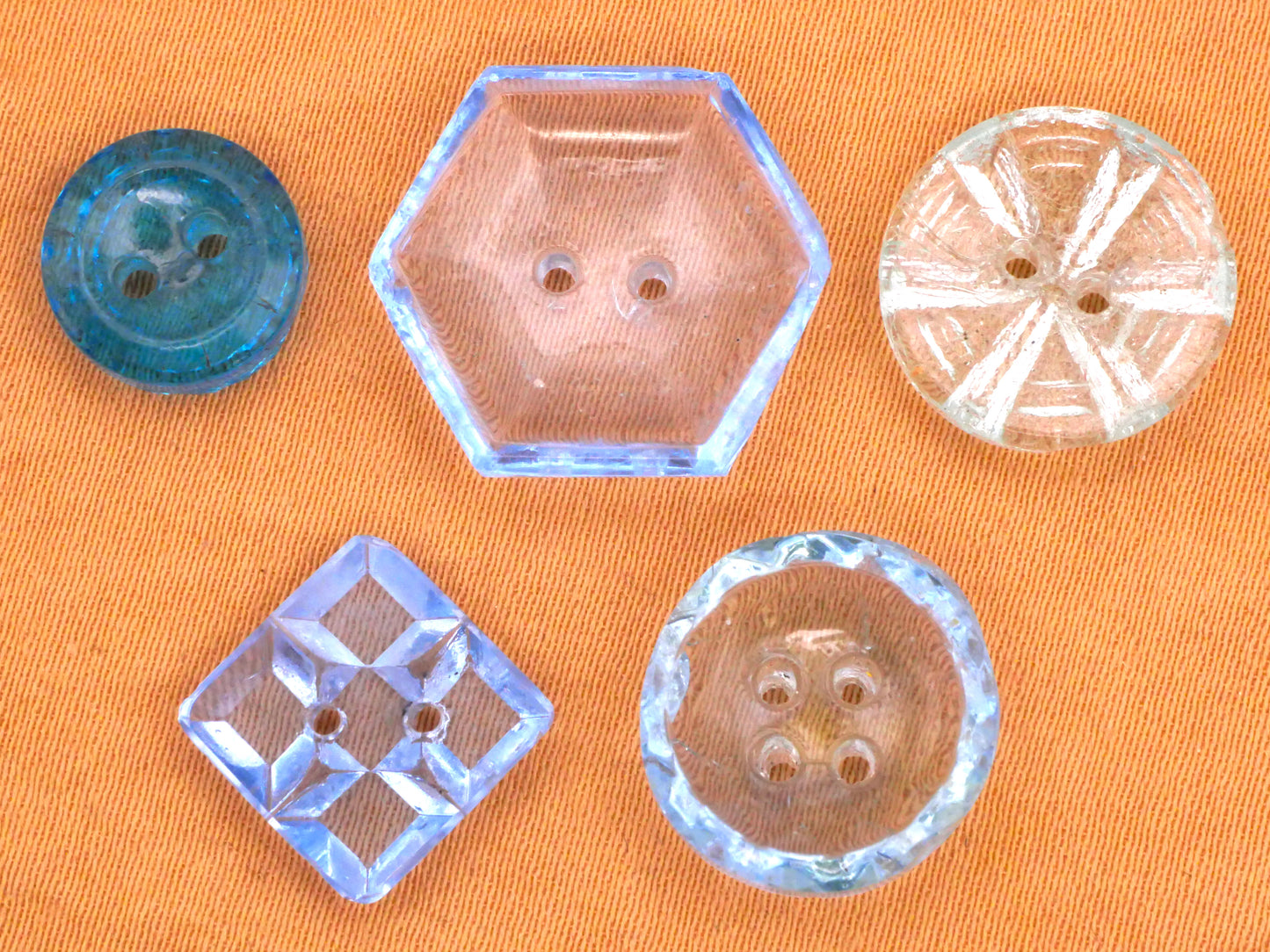 Blue Translucent Antique Glass Button Various 10-18mm