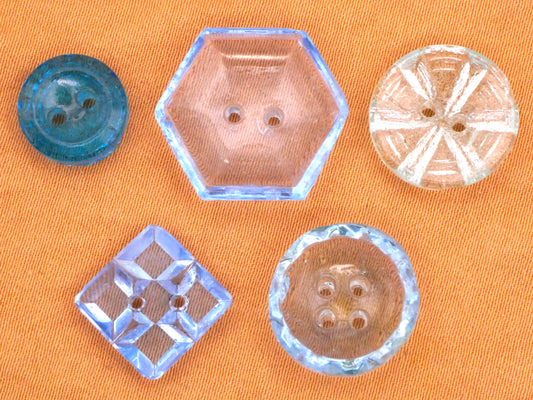 Blue Translucent Antique Glass Button Various 10-18mm
