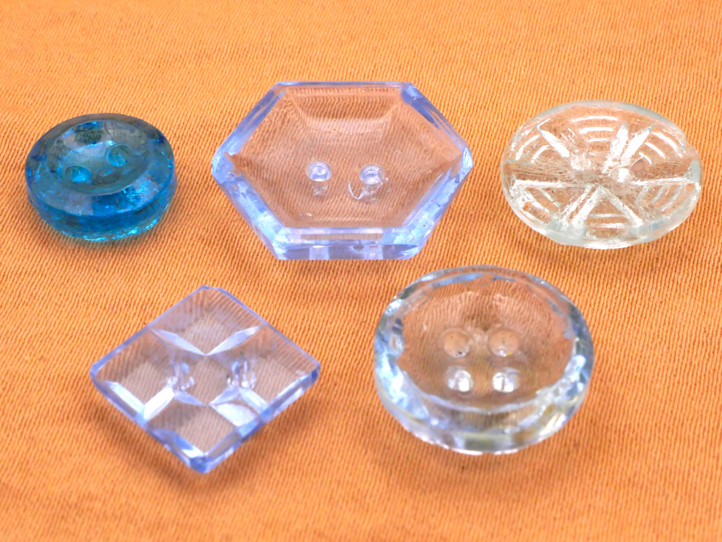 Blue Translucent Antique Glass Button Various 10-18mm