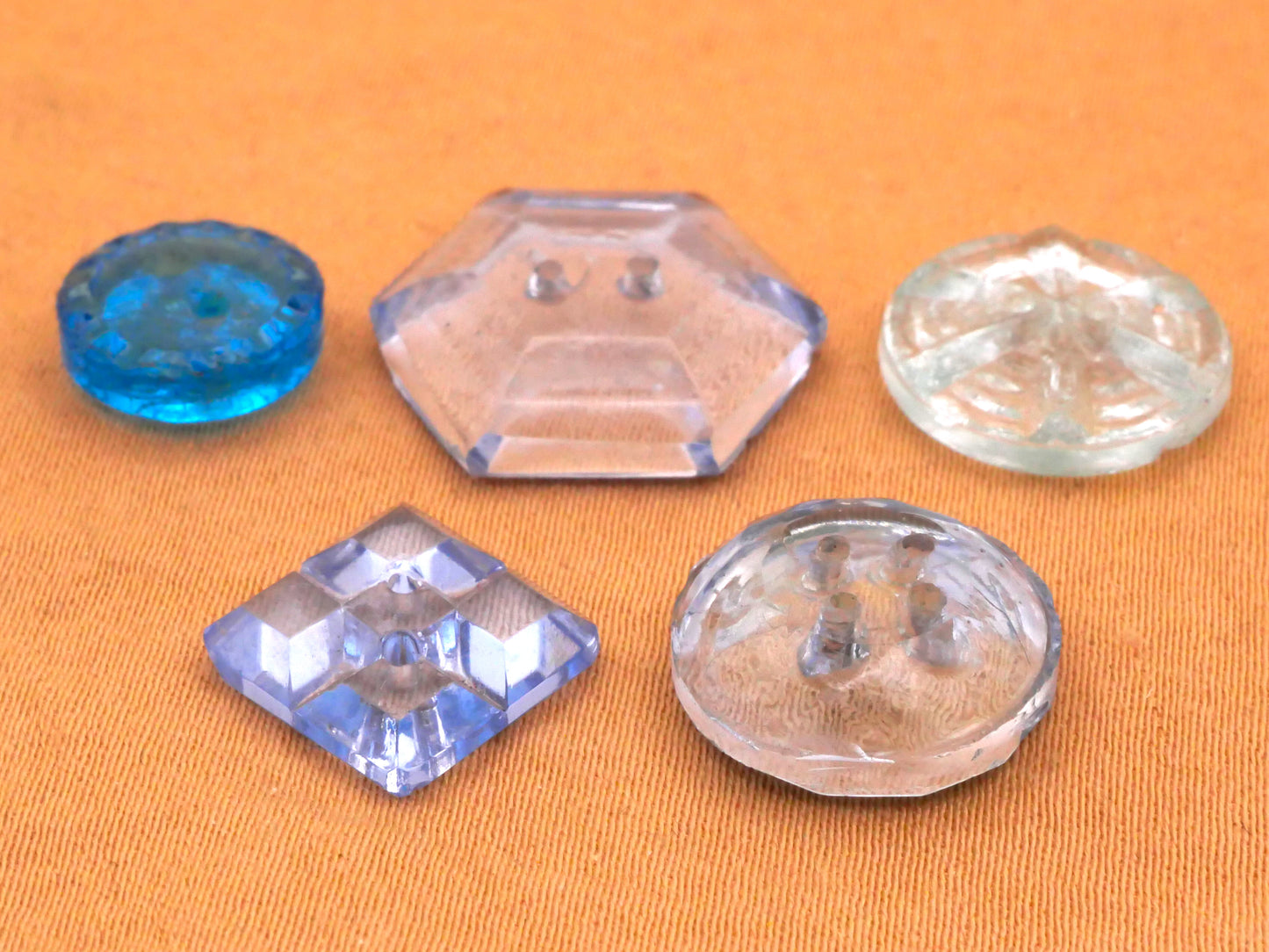 Blue Translucent Antique Glass Button Various 10-18mm