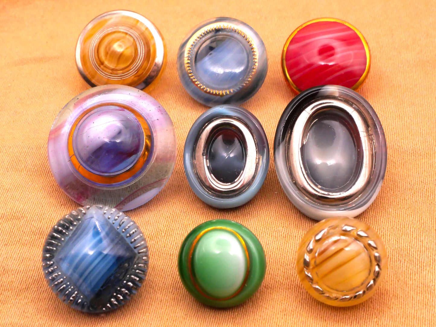 Dig Dug Marble Look Vintage Glass Button Various 11-19mm