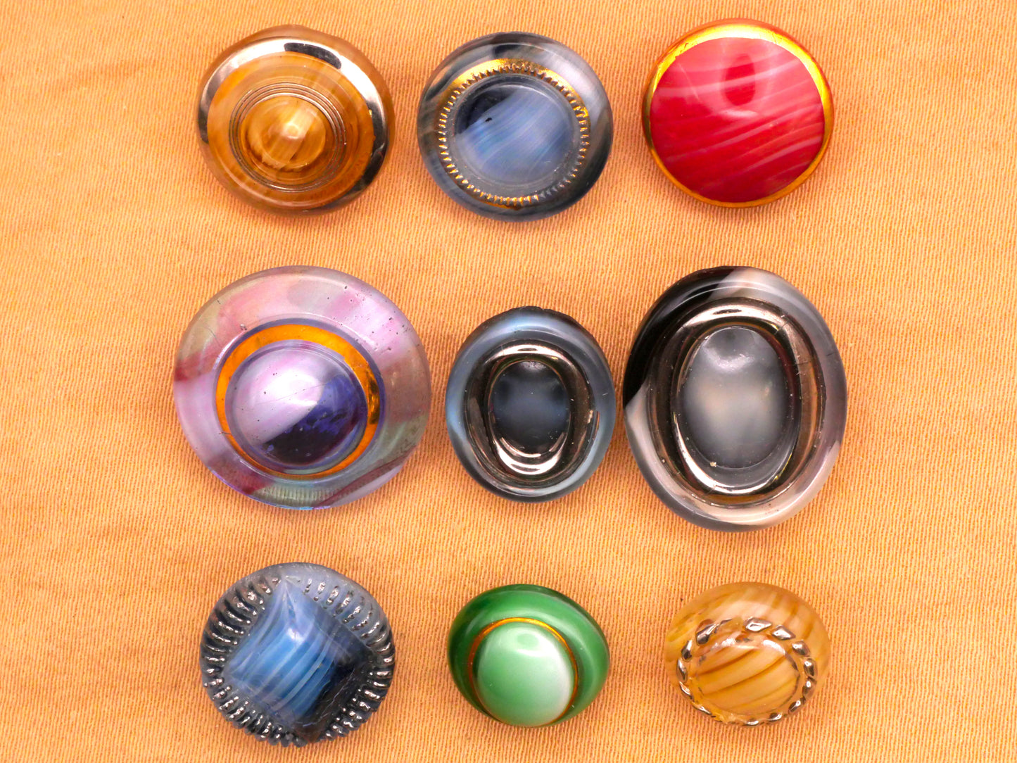 Dig Dug Marble Look Vintage Glass Button Various 11-19mm