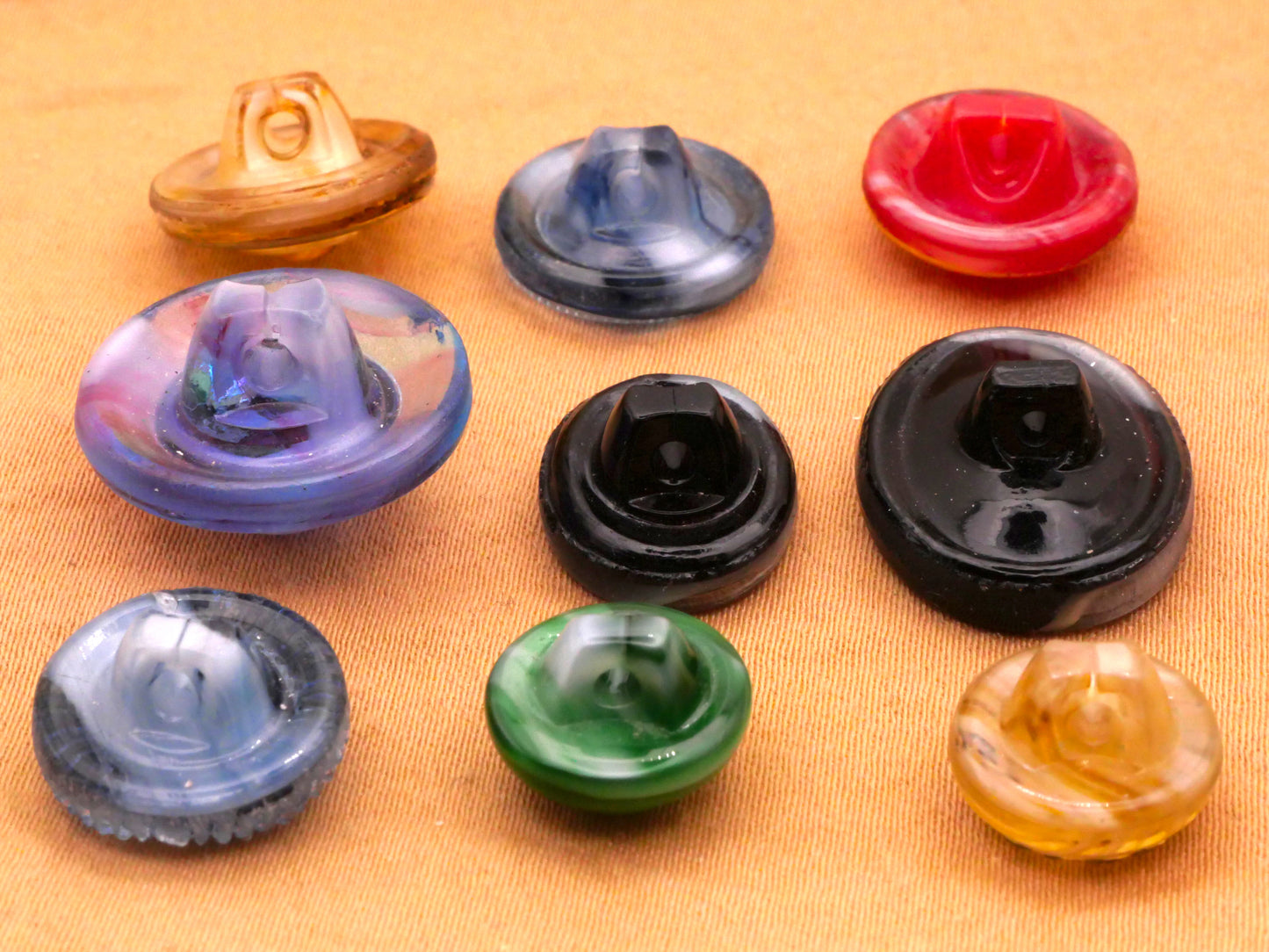 Dig Dug Marble Look Vintage Glass Button Various 11-19mm