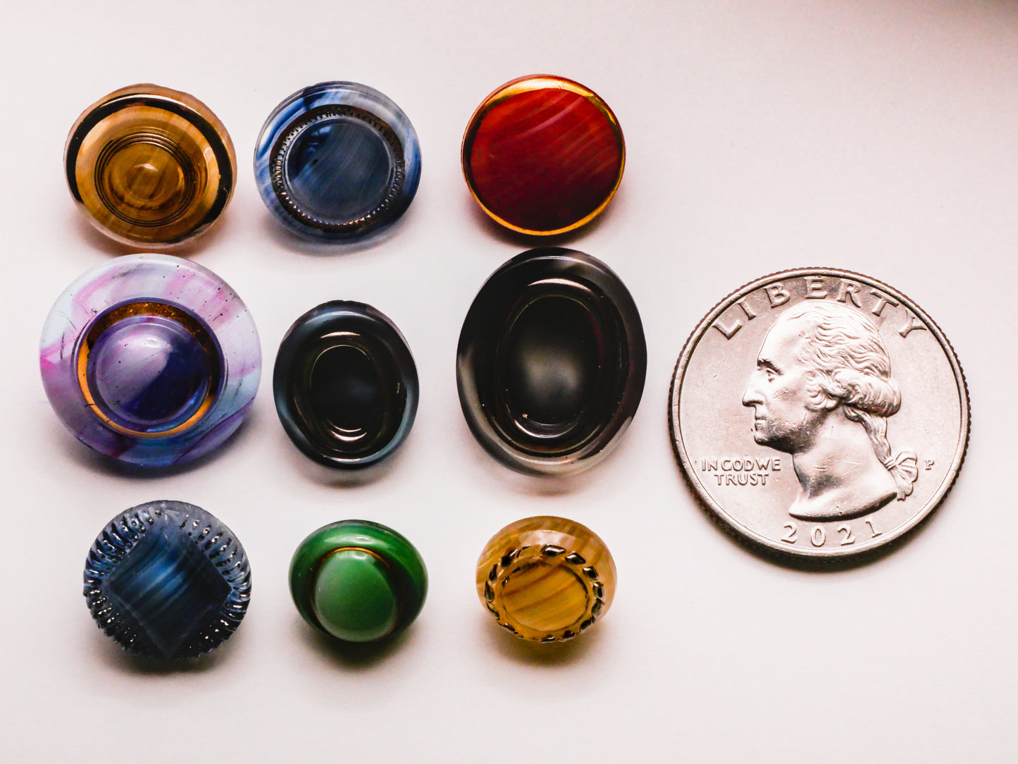 Dig Dug Marble Look Vintage Glass Button Various 11-19mm