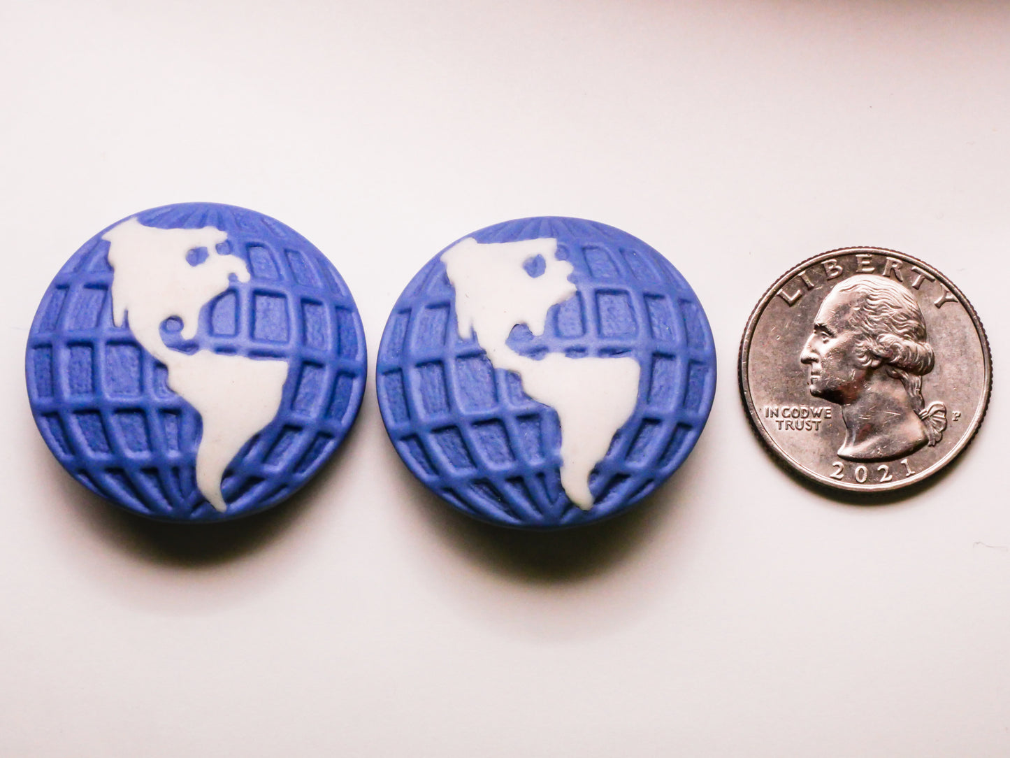 Earth Globe Jasperware Blue White Studio Button Various 32mm