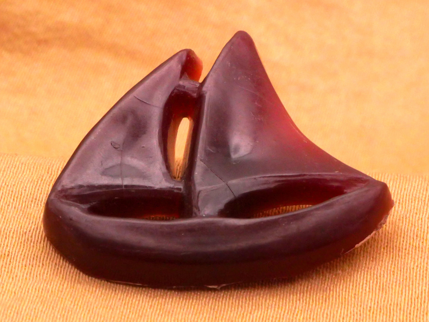Sailboat Ship Root Beer Color Early Plastic Button 25x28mm