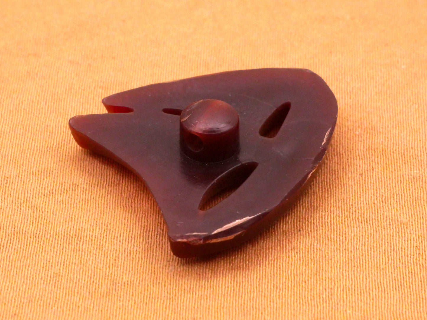 Sailboat Ship Root Beer Color Early Plastic Button 25x28mm