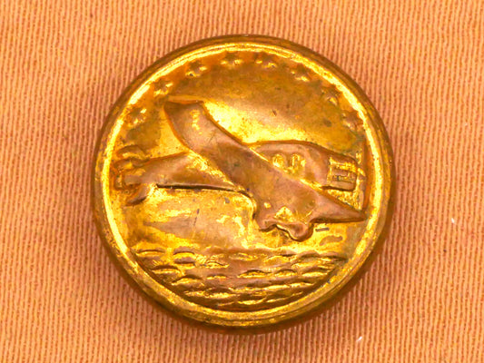 Airplane Plane Ocean Scene Stars Brass Metal Button 15mm