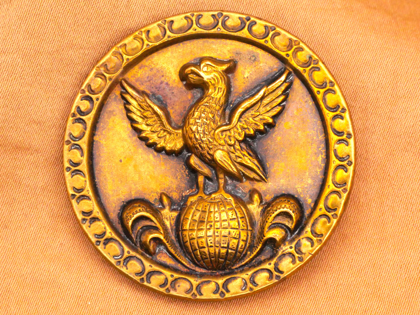 Eagle On Top of Globe Large Victorian Metal Button 38mm