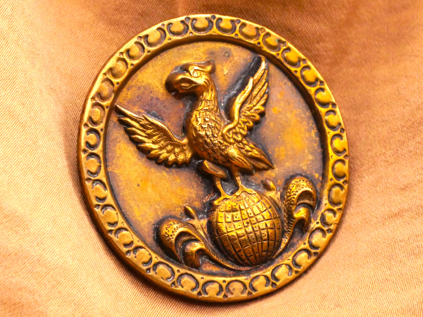 Eagle On Top of Globe Large Victorian Metal Button 38mm