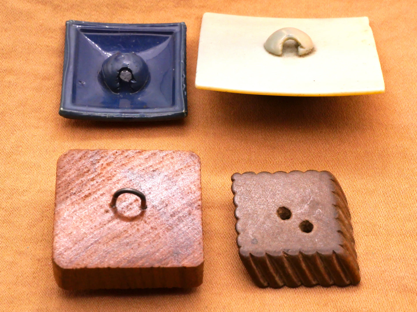 Square Shape Wood or Veneer Vintage Button Various 20-33mm