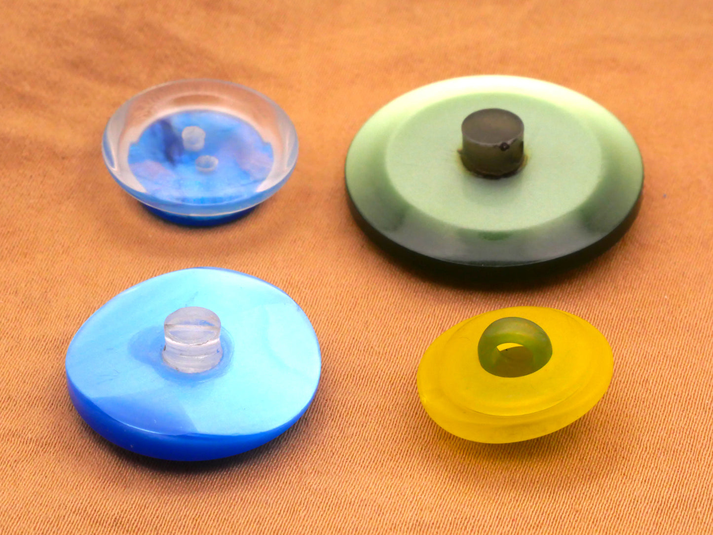 Blue or Green Vintage Plastic Button Various 15-27mm