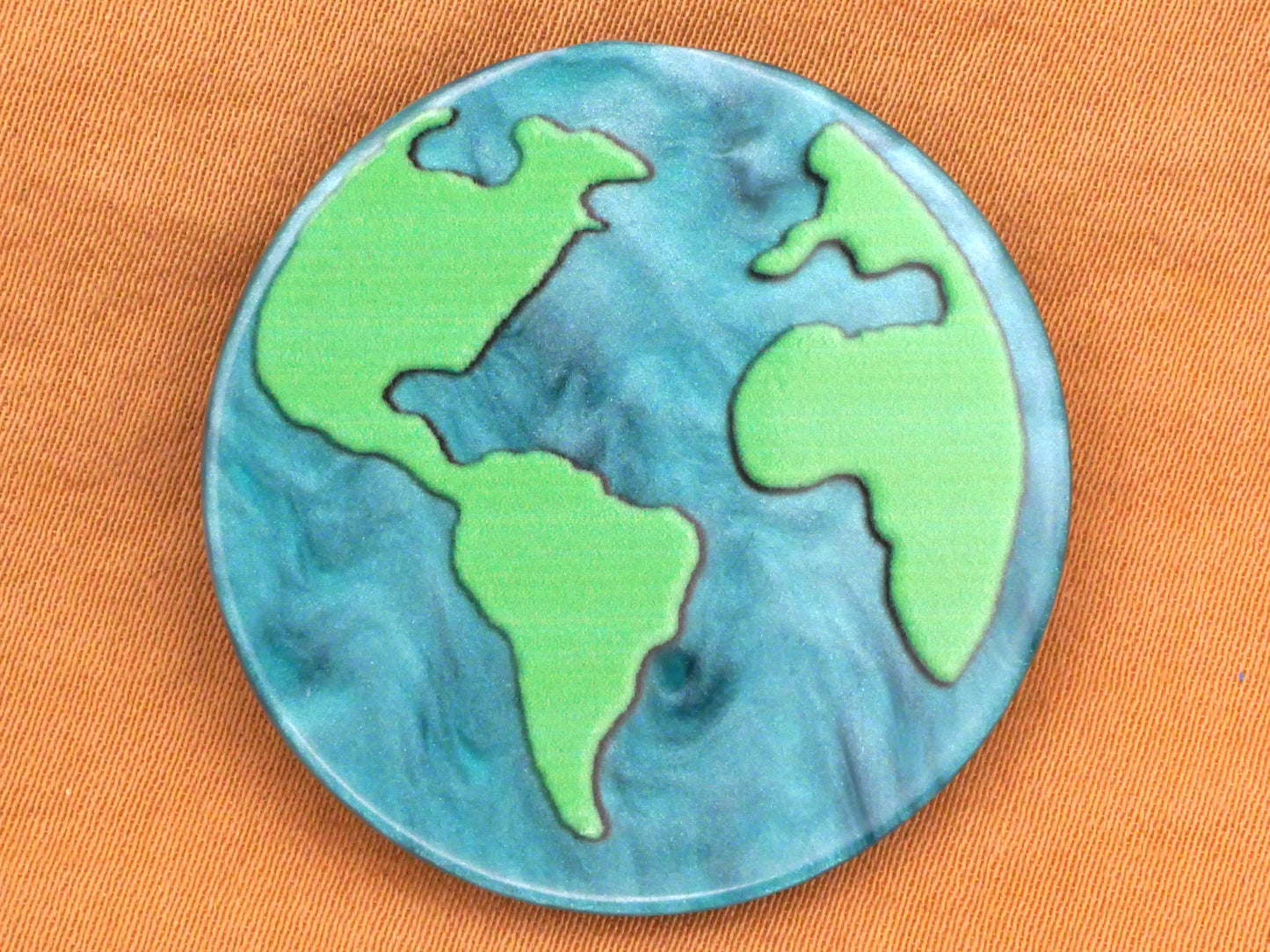 Earth Globe Marbled Acrylic Plastic Large Button 34mm
