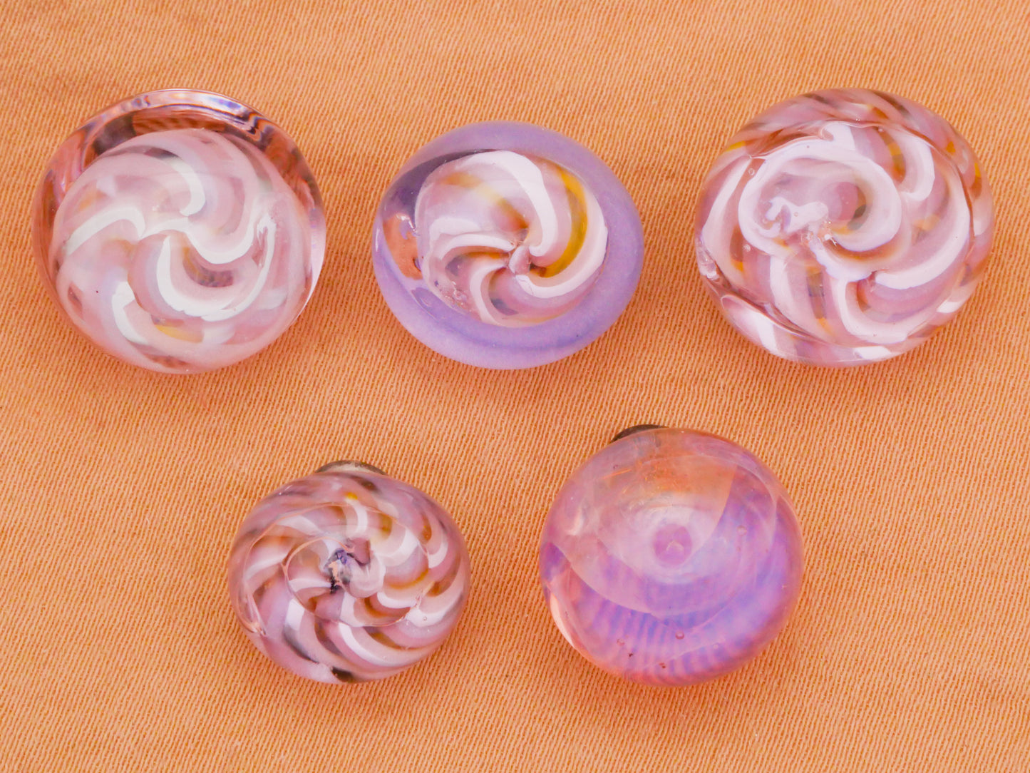 Lavender Purple Kathy Hoppe Lampwork Glass Button Various 13-16mm