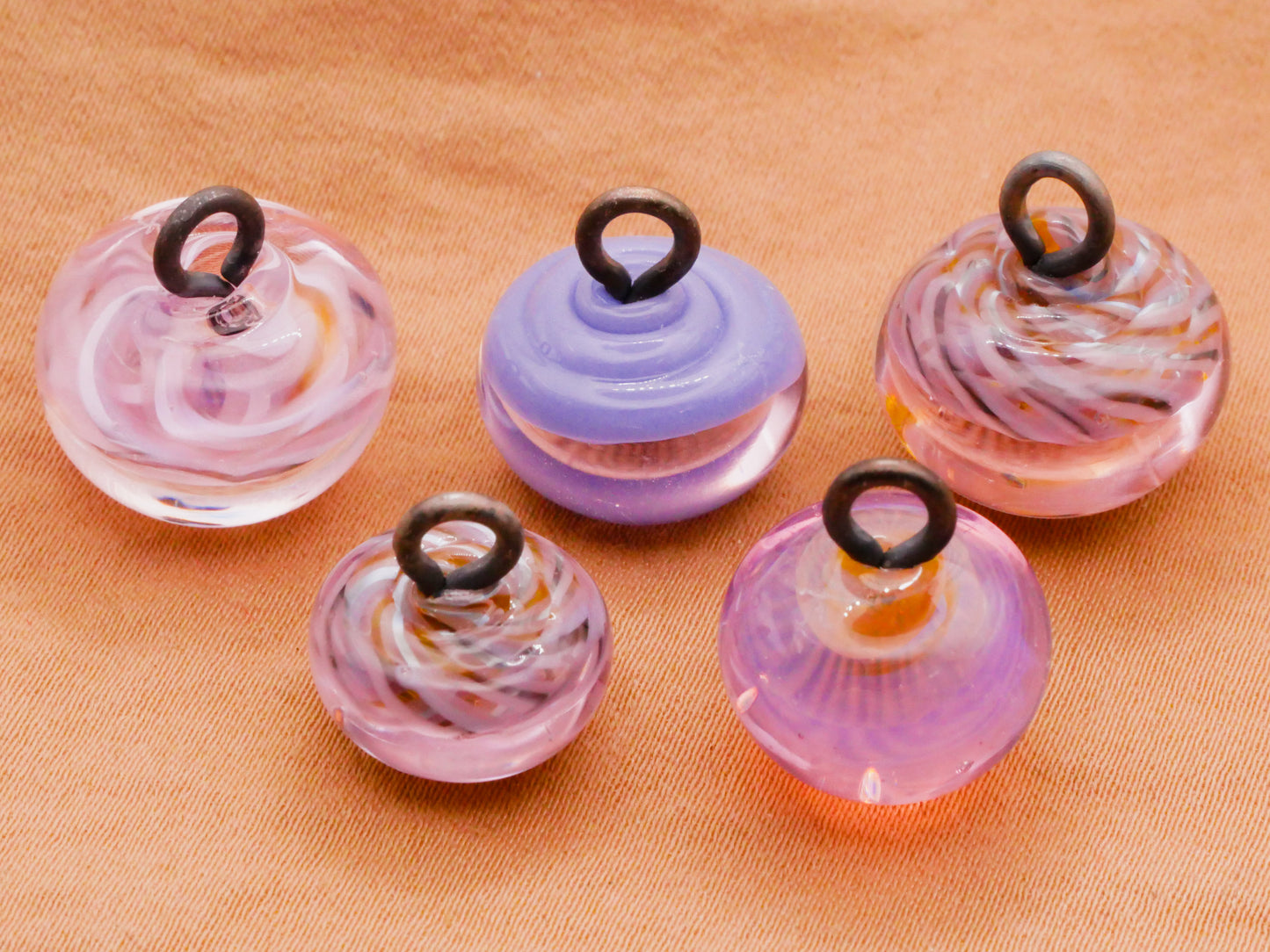Lavender Purple Kathy Hoppe Lampwork Glass Button Various 13-16mm