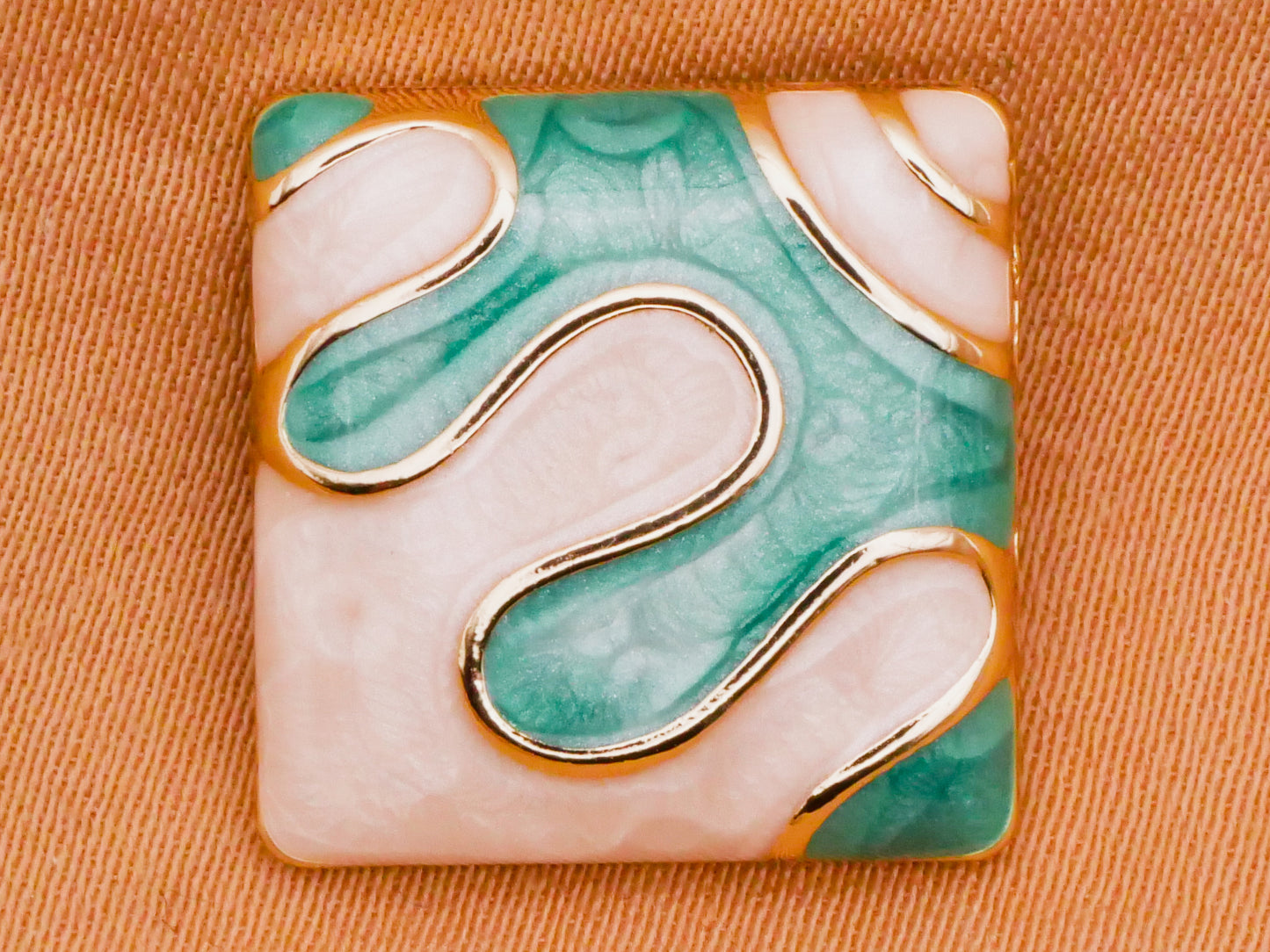 Dripping Water Look Enamel Square Metal Button 16mm