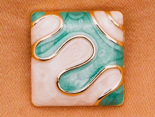 Dripping Water Look Enamel Square Metal Button 16mm