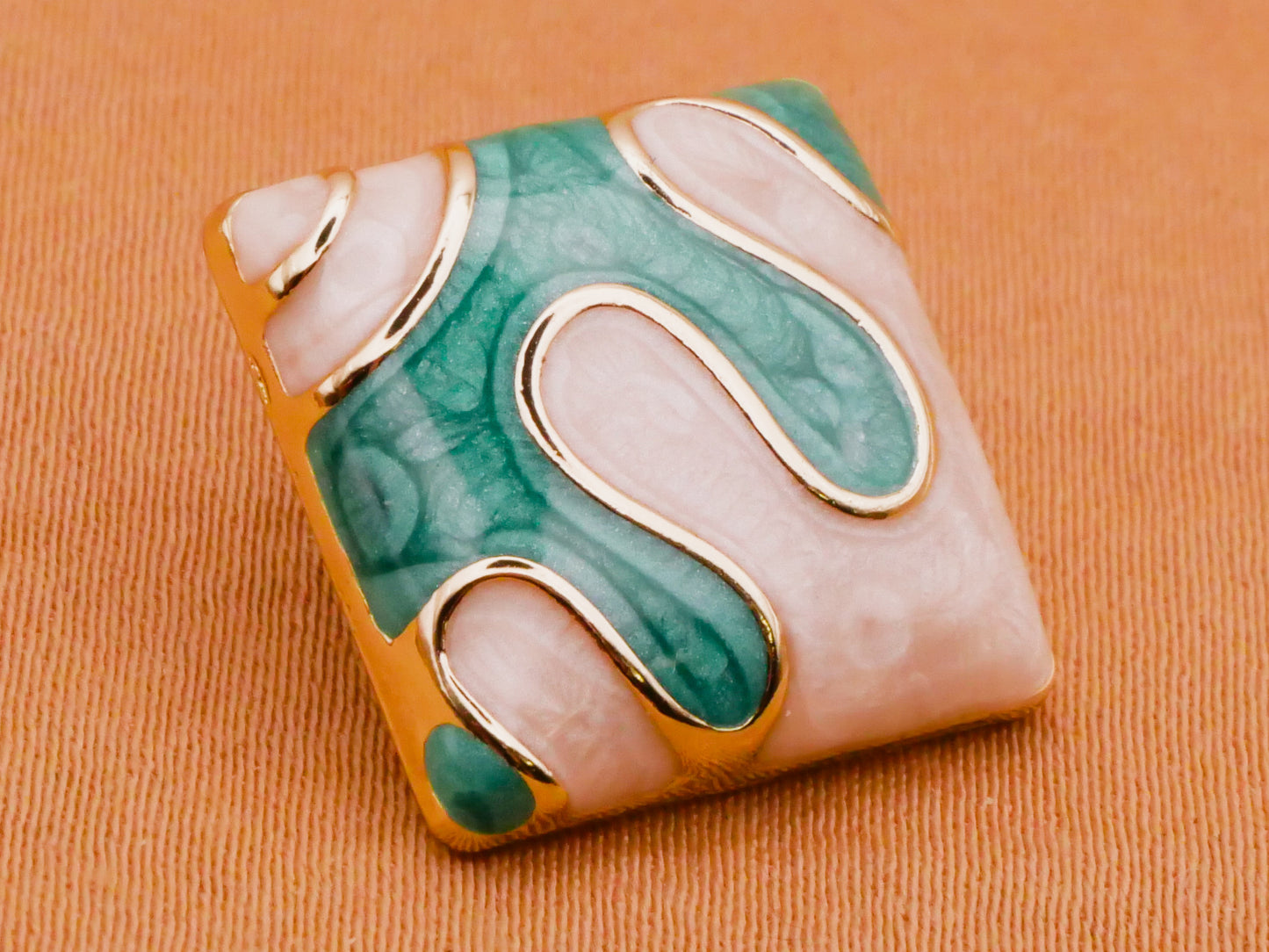 Dripping Water Look Enamel Square Metal Button 16mm