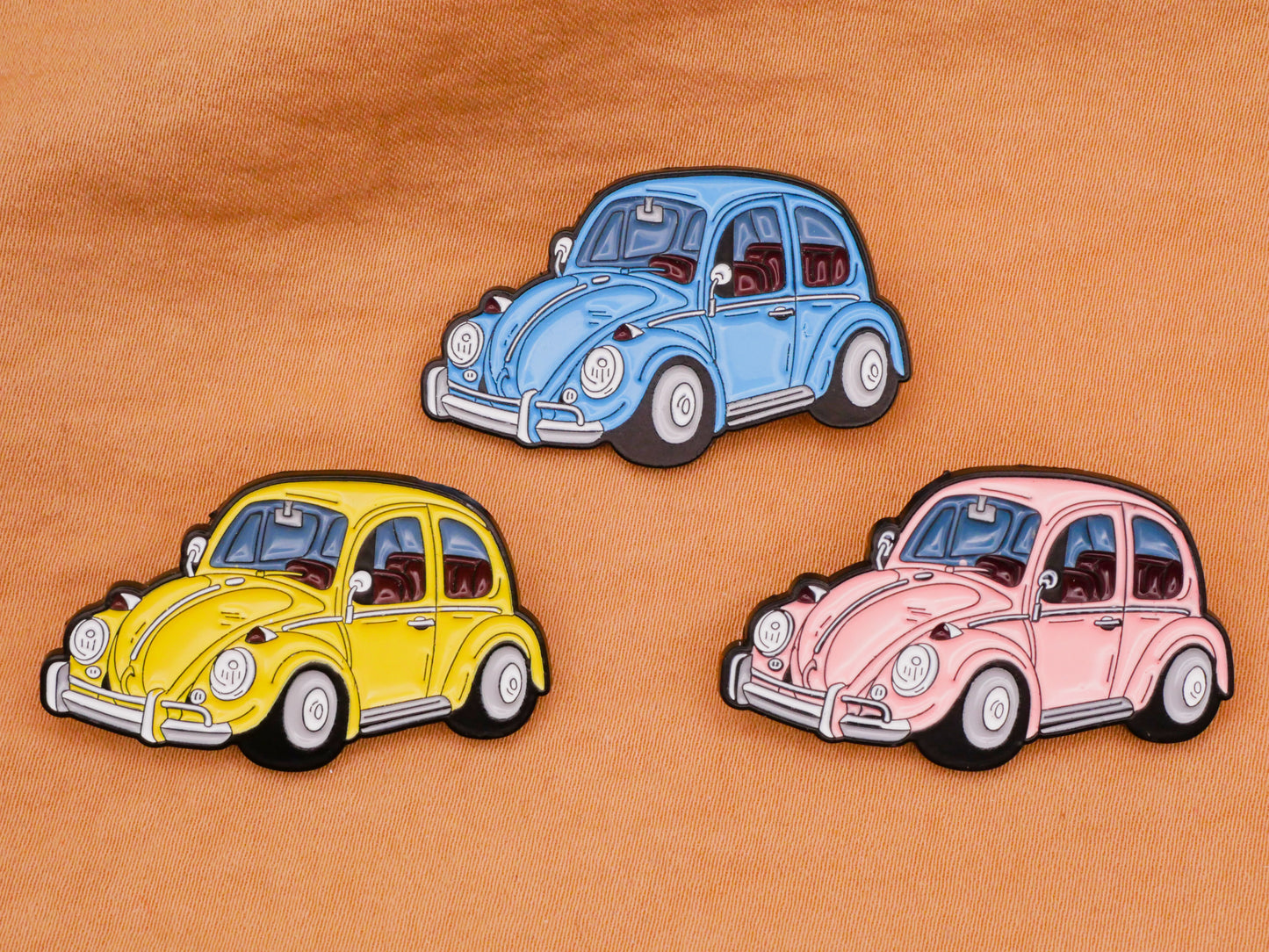 VW Beetle Bug Car Enamel Metal Large Button Various 21x35mm