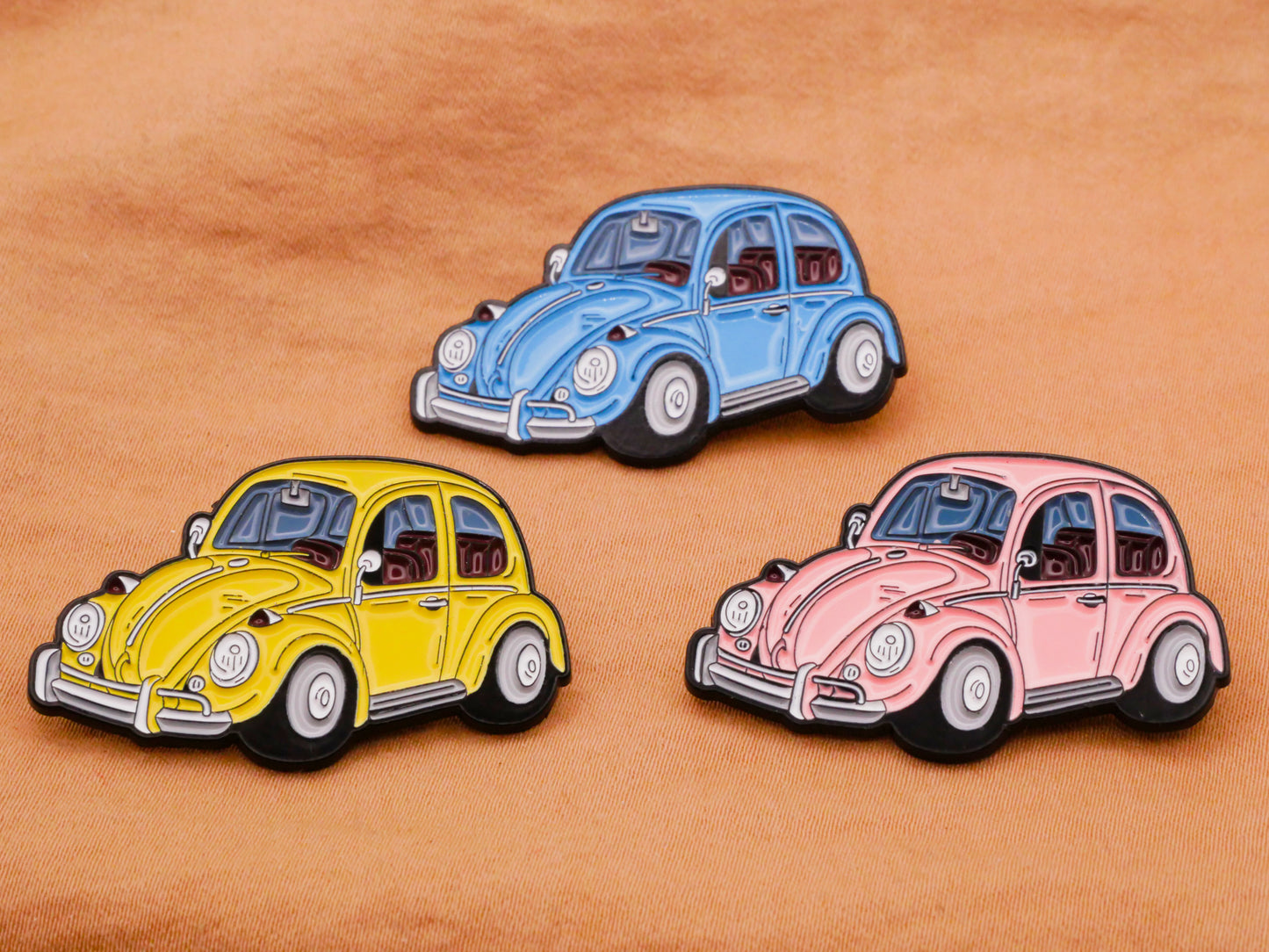 VW Beetle Bug Car Enamel Metal Large Button Various 21x35mm