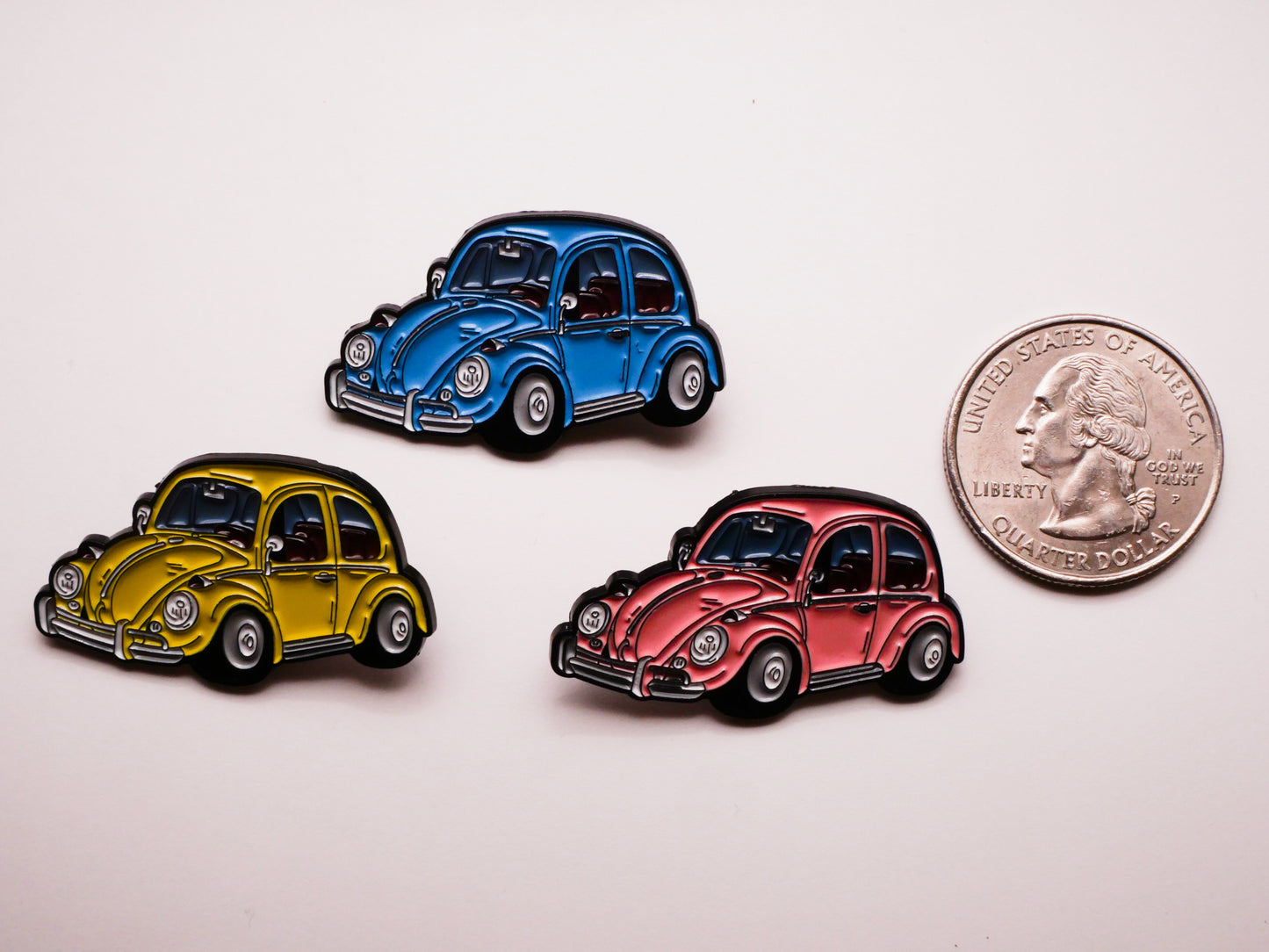 VW Beetle Bug Car Enamel Metal Large Button Various 21x35mm