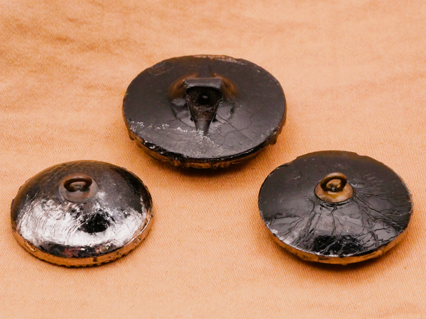 Star Celestial Silver Luster Black Glass Antique Button Various 23-28mm