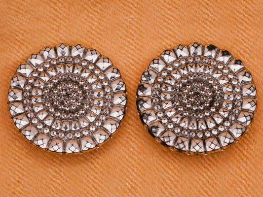 Firework Silver Luster Steel-Cut Look Black Glass Button Various 27mm
