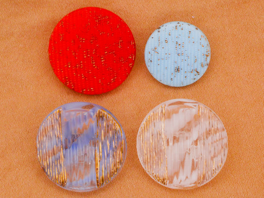 Texture Gold Accent Paint Red White or Blue Vintage Glass Button Various 13-18mm