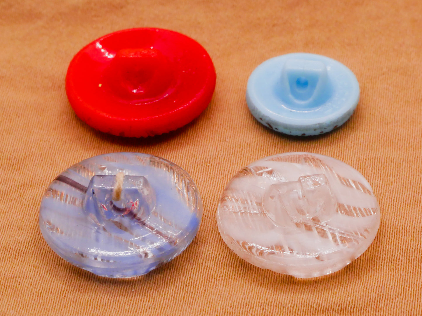 Texture Gold Accent Paint Red White or Blue Vintage Glass Button Various 13-18mm