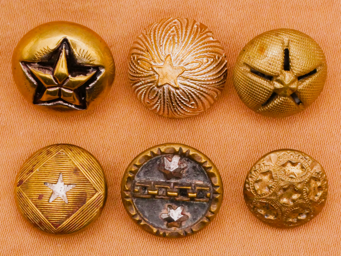 Star Design Brass Colored Antique Metal Button Various 11-14mm