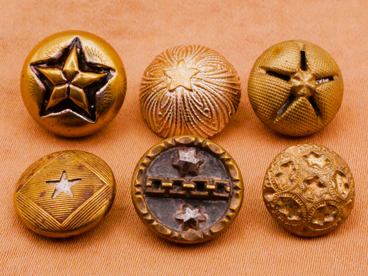 Star Design Brass Colored Antique Metal Button Various 11-14mm