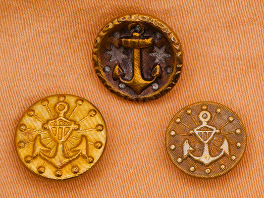 Anchor Military Patriotic Antique Metal Button Various 13-15mm