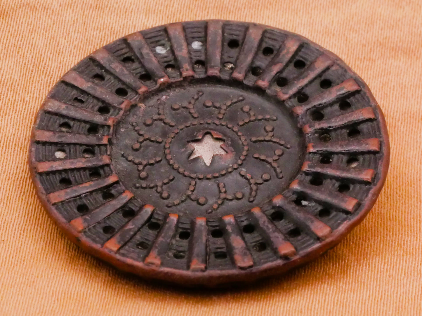 Star Center Blue Tinted Twinkle Large Metal Button 32mm