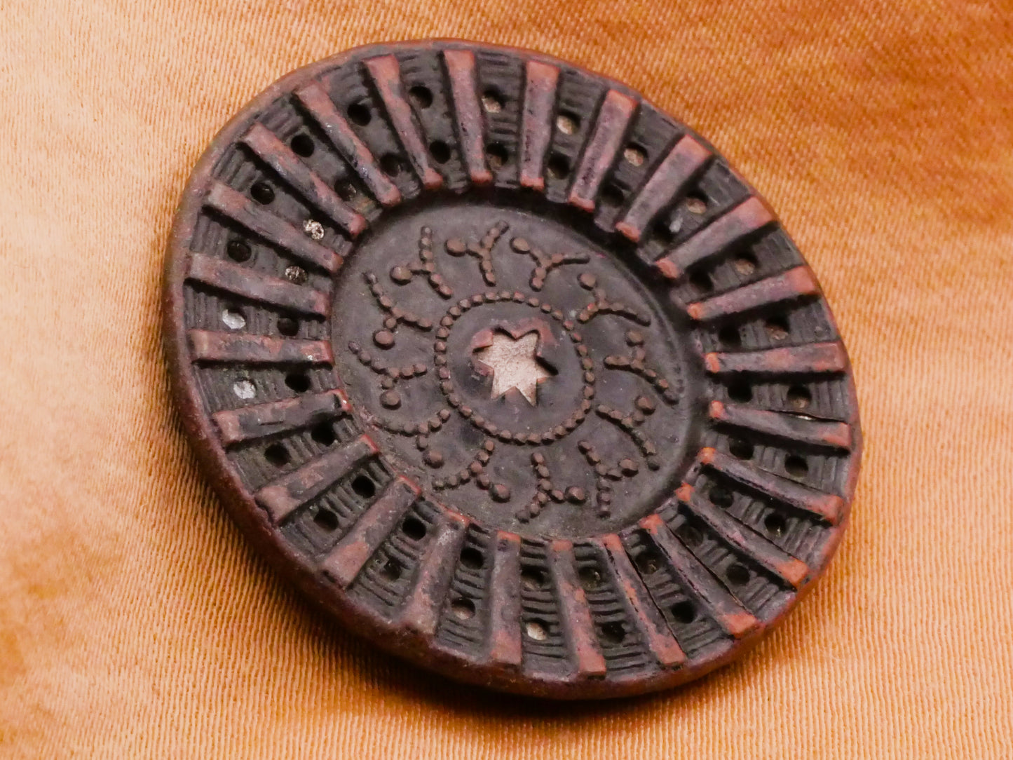 Star Center Blue Tinted Twinkle Large Metal Button 32mm