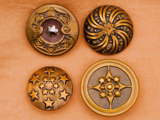 Star Design Antique Brass Metal Button Various 23-28mm