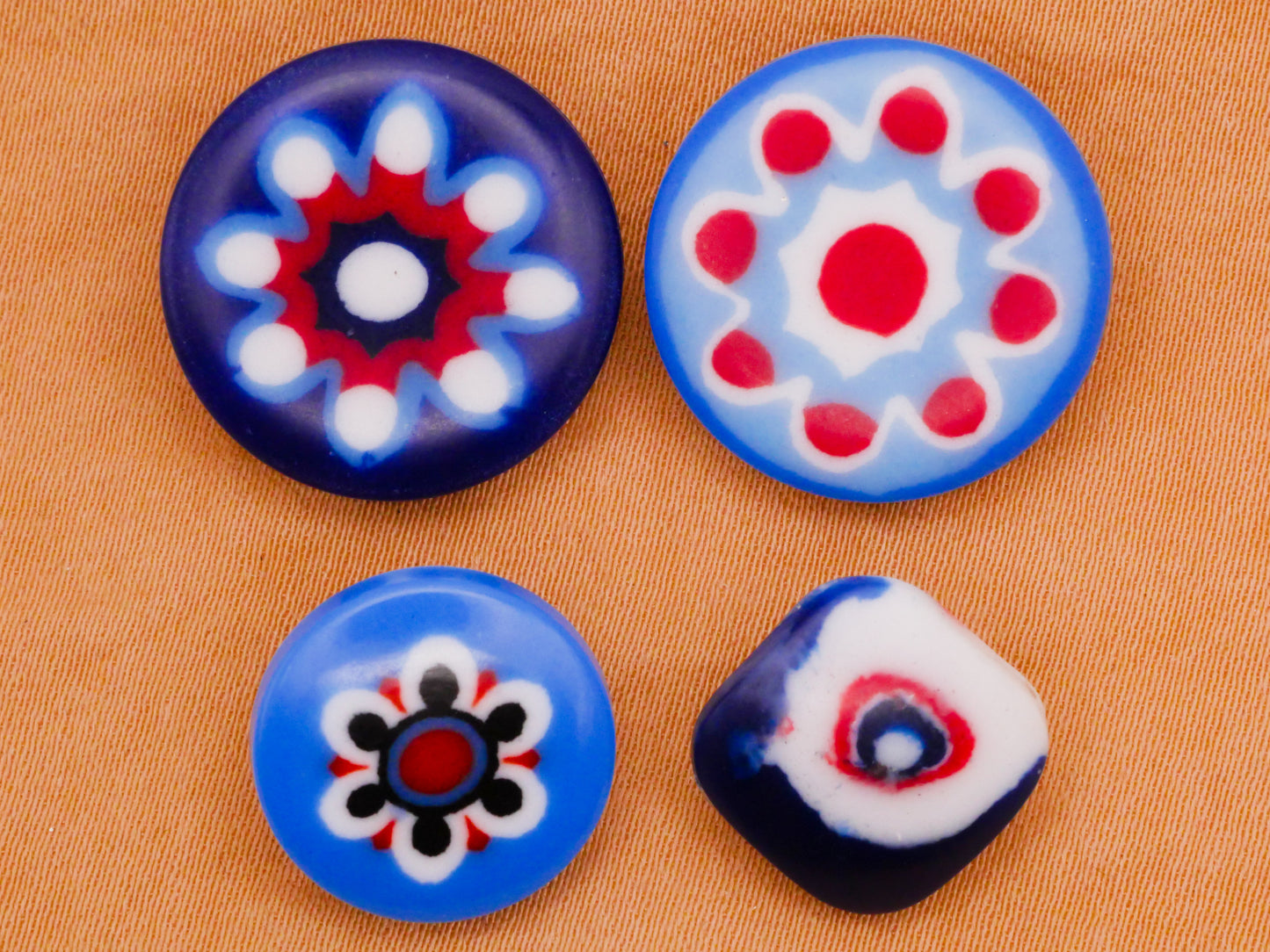 Patriotic Cane Design Red White Blue Vintage Plastic Button Various 13-19mm