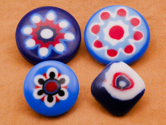 Patriotic Cane Design Red White Blue Vintage Plastic Button Various 13-19mm