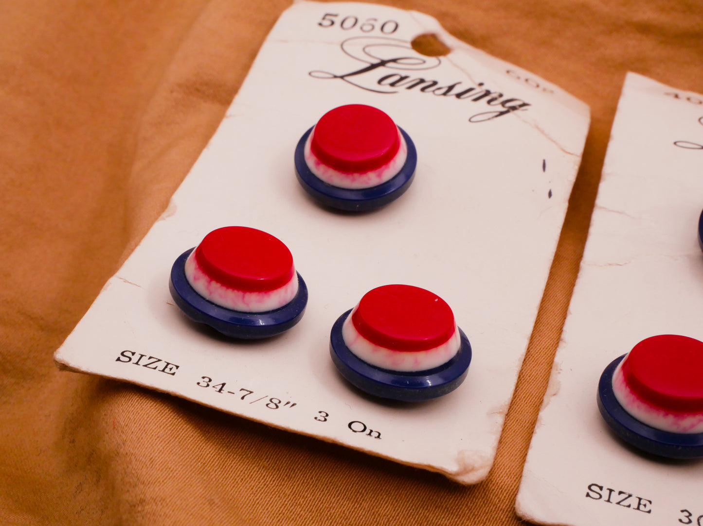 Lansing Red White Blue Carded Set of Shank Buttons 15mm