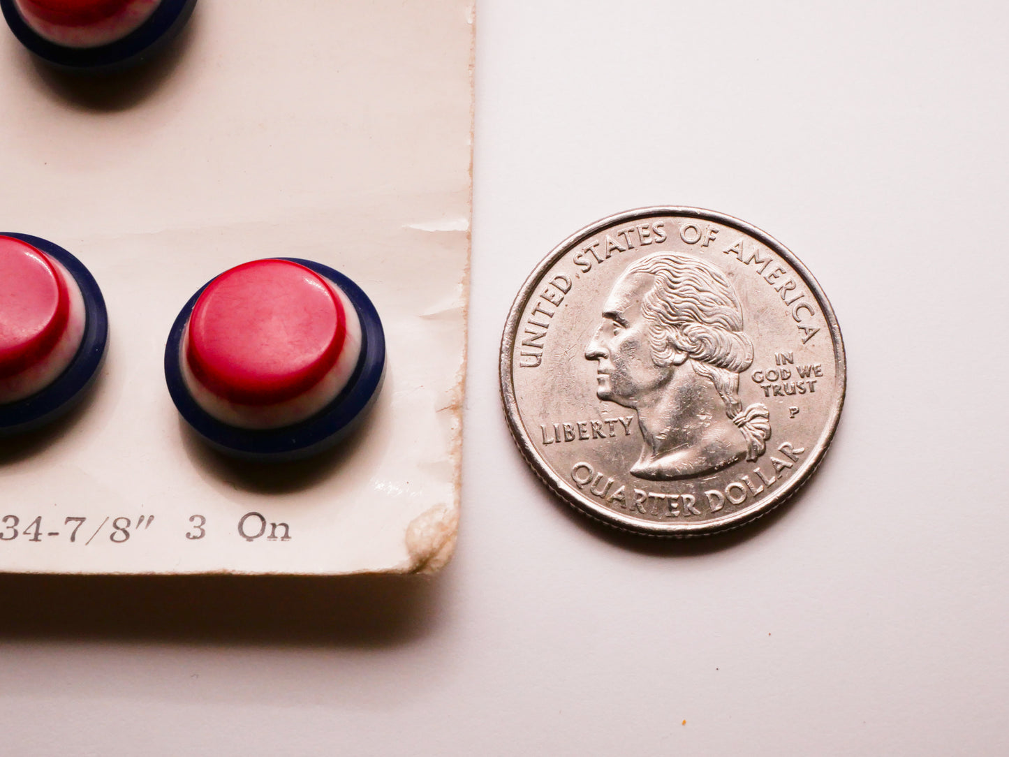 Lansing Red White Blue Carded Set of Shank Buttons 15mm