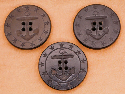 Anchor Star Border Military Antique Early Plastic Composition Large Button Various 36mm