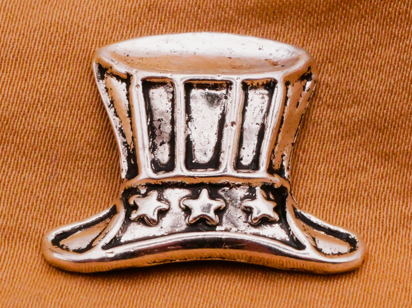 Uncle Sam Patriotic USA Star Silver Metal Button 18x24mm