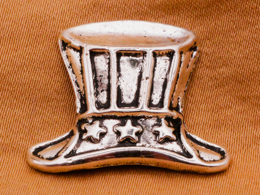 Uncle Sam Patriotic USA Star Silver Metal Button 18x24mm