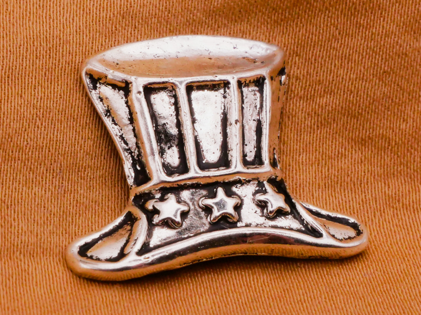 Uncle Sam Patriotic USA Star Silver Metal Button 18x24mm